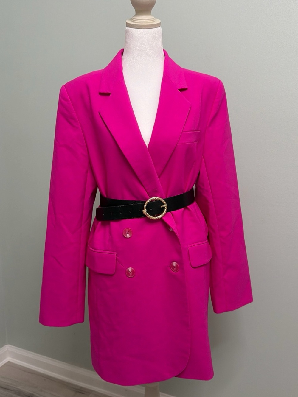 Women's Double-Breasted Fuchsia Blazer Jacket